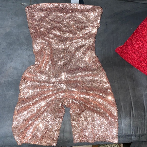 Other Rose Gold Glitter Sequins Romper Poshmark